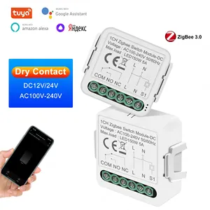 Smart ZigBee Switch Module Dry Contact 5A Tuya DIY Breaker Relay DC 12/24V AC 100-240V Works with Alexa Hey Google Alice