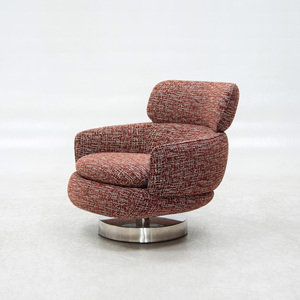 Silla Giratoria Minimalista Italiana - Silla de Salón Giratoria de Acero Inoxidable |   Sofá Individual de Diseño de Lujo Ligero para Villa o Penthouse - Product Image 4