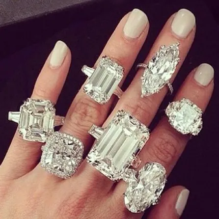 Luxury Wedding Engagement Ring Diamond Jewelry 18K Solid Gold Jewelry Purple Peridot Sapphire Ruby Pink Large Diamond Ring