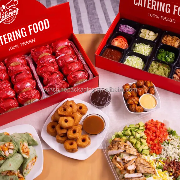रेड रेस्तरां टेकवे लंच प्लेटटर खानपान चिका टैकोस डोनर केबाब सैंडविच बर्गर फूड पैकेजिंग बॉक्स