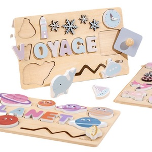 Enfants en bois Alphabet forme correspondant activité sensorielle Puzzle conseil Montessori éducatif cadeau d'anniversaire pour garçons et filles - Product Image 1