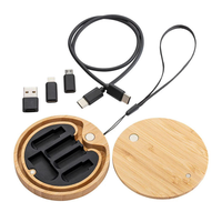 Kit de câbles adaptateurs multi-USB en bambou écologique 6 en 1 pour les voyages, câble de charge rapide 60W et de transfert de données