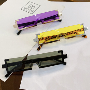 عدسة أرجوانية لتصوير الشوارع ملونة UV400 مسطحة من الأعلى إطارات مستطيلة صغيرة نظارات شمسية بعدسات بدون إطار نظارات كمبيوتر من البلاستيك <span class=keywords><strong>Halfrim</strong></span> - Product Image 1