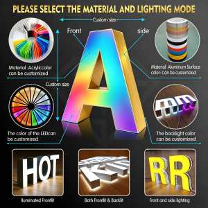 Enseigne suspendue personnalisée à changement de couleur RGB, lettres LED multicolores en aluminium 3D pour numéros de marquee, 4 pieds, soudure sans joint - Product Image 5