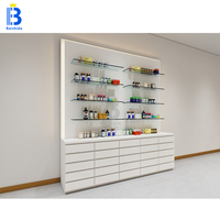 Nouveau design vitrine de pharmacie avec tiroir tableau d'affichage peinture MDF LOGO lumineux pharmacie conception 3D gratuite