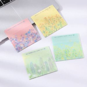 แผ่นโน้ตใส HengXin ลายดอกไม้มงคล พร้อมกระดาษโน้ตแบบมีกาวในตัว เงางาม ขนาด 3*3 - Product Image 1