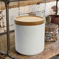 Boîtes de cuisine en céramique avec couvercle en bambou hermétique pour thé grains de café épices pot de stockage des aliments