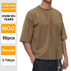 T-shirt uni à épaules tombantes de haute qualité avec logo personnalisé, 100% coton, impression en gros, broderie pour hommes - Product Image 1