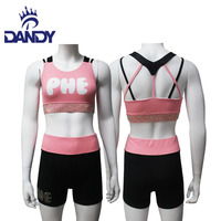 DANDY Soutien-gorge et short de sport personnalisés avec logo, service OEM, vêtements d'entraînement scintillants pour cheerleading et danse