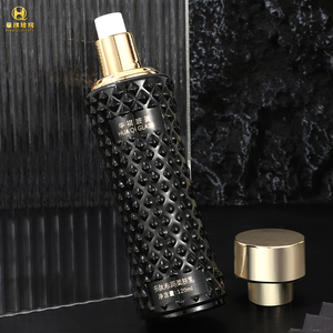 Thiết kế đẹp màu đen tùy chỉnh chai thủy tinh cho chăm sóc da mỹ phẩm thủy tinh container với màn hình in ấn xử lý bề mặt - Product Image 3