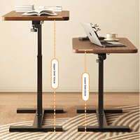 Table d'appoint portable pour ordinateur portable, table de canapé/chevet, réglable en hauteur, pliable, petite table de bureau à domicile avec roulettes