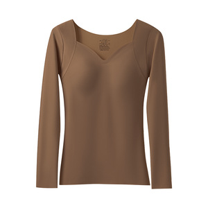 <span class=keywords><strong>Maglia</strong></span> <span class=keywords><strong>Termica</strong></span> da <span class=keywords><strong>Donna</strong></span> con Scollo a V e Coppe Integrate, Strato Base Morbido e Senza Cuciture, Delicato sulla Pelle, 2 in 1, Calda, a Maniche Lunghe, Riscaldante - Product Image 1
