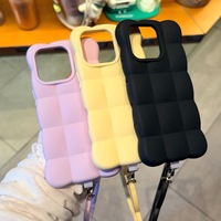 Coque de téléphone Fashion Cloud Puff Shell avec cordon pour iPhone 18 17 15 Pro Max, toucher doux, protection intégrale, antichoc, couleur unie