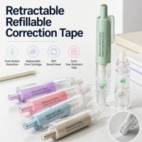 Ruban Correcteur Rétractable Type Stylo, Pointe Rotative à 360 Degrés, Rechargeable, Ruban de Poche Macaron 6m, Portable, Type Pression