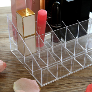 Trapezoidal Transparent 24 Compartment Cosmetic Organizer Lipstick Holder Makeup Storage Desktop Display Rack - Product Image 2