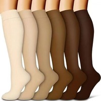 Lot de 6 paires de chaussettes de compression tricotées en nylon, absorbantes et respirantes, pour femmes, idéales pour les sports de plein air