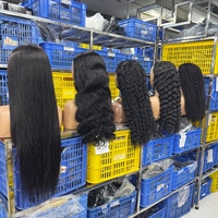 Perruques de cheveux humains vierges bruts indiens vietnamiens, 100% alignés sur les cuticules, 40 pouces, bouclés profonds birmanes, avec frontal en dentelle 13x6 sans colle
