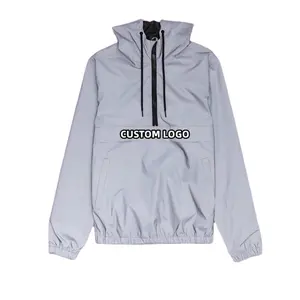 OEM High Quality Winter Custom Logo Oversized Men Zip Up Sports running Jacket Reflective Windbreaker Zip Jacket Coat