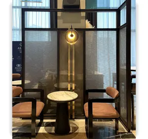 Factory Price interior living room black PVD finished stainless steel Screens & Room Dividers home decor glass accent partition
