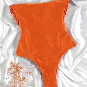 Maillot de bain brésilien sexy pour femme, dernière conception, en polyester et élasthanne, imprimé à bandes croisées, 1 couleur unie/à pois, service OEM, micro-soutien-gorge à bretelles en V - Product Image 2