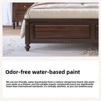 Lit double en bois massif de style vintage américain, 18m, taille King, peinture écologique, esthétique Old Money, chambre principale