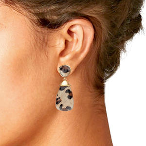 V & R Plaqué Or de la mode mondiale imprimé Animal en cristal Léopard Larme Dangle boucles d'oreilles pour Femmes Filles - Product Image 3