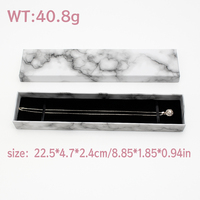 Boîte à bijoux rectangulaire de style européen 4x20cm en marbre imprimé, étui de rangement pour colliers, bracelets, boucles d'oreilles, bagues extra longues