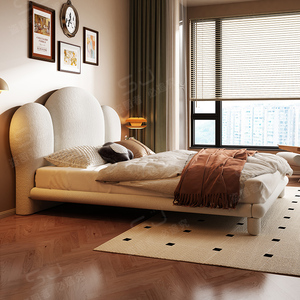 Juego de Dormitorio Rosa de Ensueño para Niñas, Cama Doble de Madera de Lujo con Cabecera en Forma de Corazón, Cama Tapizada para Hoteles, Villas, Apartamentos y Almacenes - Product Image 3