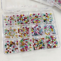 Lot de 12 grilles de strass transparents mixtes pour nail art, décoration d'ongles DIY