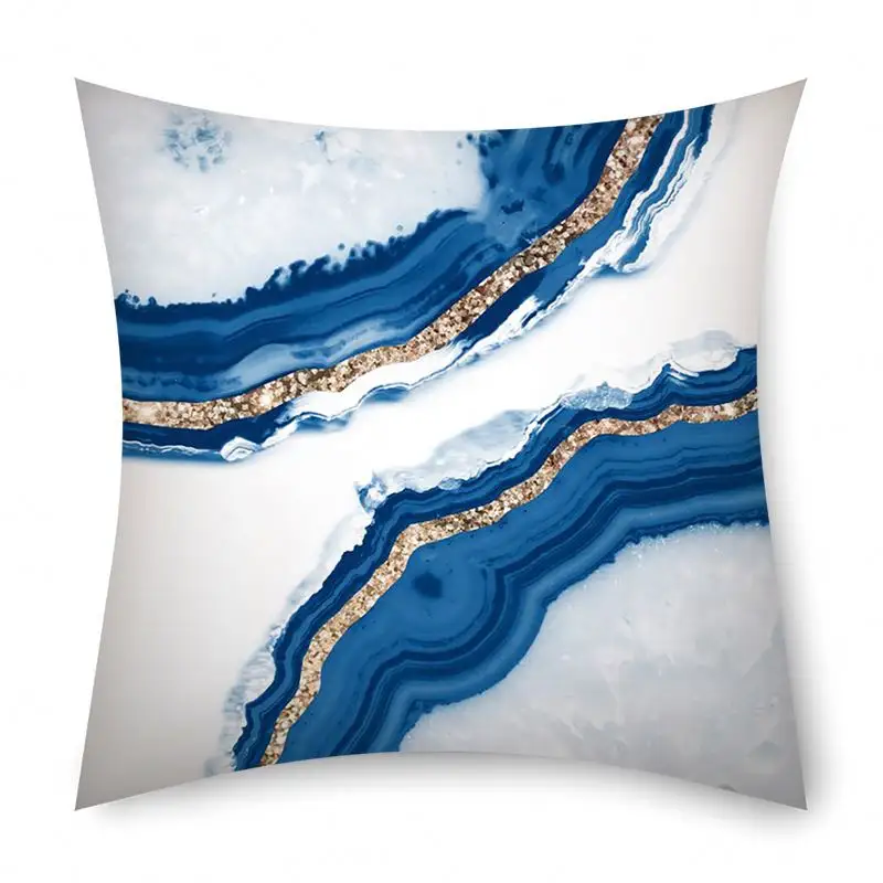 Flow Marble Painting Ocean Art Natural Luxury Swirls Abstract Fluid Home Bed Sofa Cushion 18*18 Inch Decoration Pillow Cover