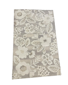 Alfombra Floral de lana con mechones a mano de primera calidad Diseño de pila de bucle abstracto único Suave duradero con respaldo de látex para interiores modernos - Product Image 2