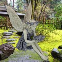 Offre Spéciale résine papillon fée extérieur jardin Statue Art populaire Style ange et fleur elfe Sculpture assis Statue décoration