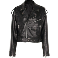 Veste de motard en peau de mouton véritable, veste en cuir véritable surdimensionnée, manteau pour femme, automne