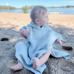 <span class=keywords><strong>Serviette</strong></span> de bain pour enfants en coton biologique gaufré, couleur unie, 55x60cm, légère, douce pour la peau, poncho à capuche pour bébé, serviettes de plage, vente en gros - Product Image 1