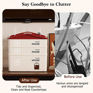 <span class=keywords><strong>Caja</strong></span> de Almacenamiento Multifuncional Rectangular de Plástico Moderno con Diseño Desmontable, Construcción Moldeada por Inyección, Gestión de Cables - Product Image 4