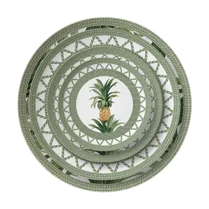 Cheap Pineapple Customized Durable Round Ceramic Dinner Plates for Restaurant Wedding Tabletop Rental Bone China Dinnerware Set
