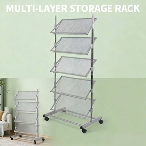 Carrito Rodante Multiusos de 131 cm de Alto, Soporte Móvil de 5 Compartimentos para Exhibir Artículos en Eventos y Tiendas - Product Image 3