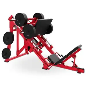 Equipo de gimnasio comercial cargado con placa, máquina de prensa de piernas, ejercicio, entrenamiento de fuerza de
