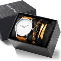 Montre à quartz décontractée pour homme, coffret cadeau de bracelet mode commerciale coffret cadeau de bracelet d'entreprise pour homme Cadeaux promotionnels/