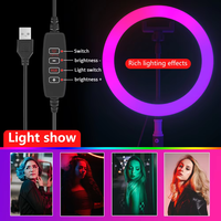 Lampu Cincin LED RGB Selfie 26CM Laris Manis 3200-6500K 15 Warna Lampu Isi Portabel untuk Live Stream/Streaming Langsung YouTube