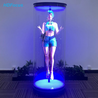 Proyector LED de Hologramas 3D, Ventilador de Hologramas Cilíndrico para Empalme, Pantalla Publicitaria de Hologramas Humanos en Vitrina