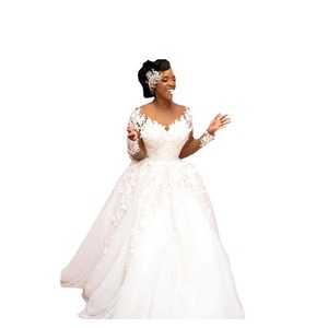 Off-Shoulder Wedding Dress White A-Line Empire Waist Sweetheart Neckline Floral Print Polyester Fiber Gown - Product Image 5