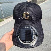 Gorra de Béisbol de Verano con Ala Extendida, Transpirable, Protección Solar, con Ventilador de Carga Solar, 100% Poliéster, Unisex