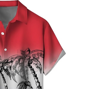 Hawaiian Shirts for Men Loose Short Sleeve Custom Logo Breathable ODM Stand Collar Beach Resort Casual Shirts - Product Image 4