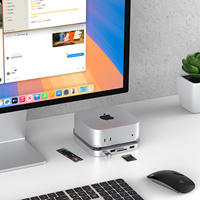 Dok Pengisi Daya Mac Mini M4 dari Aluminium Alloy, Hub USB C, Enclosure SSD M.2 NVMe, Docking Station 10Gbps USB3.2 USB2.0 SD4.0 TF4.0 HDMI