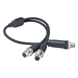 Conector a prueba de agua M12 IP67 código A montaje de 8 pines semiplástico macho a 2 enchufe hembra de montaje trasero PG9 M12 adaptador Cable de soldadura - Product Image 4