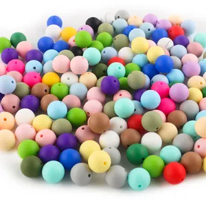 Factory Price Food Grade 15mm Silicone Baby Teething Beads For Pacifier Keychain Bracelet Round Ball Silicone Chew Beads