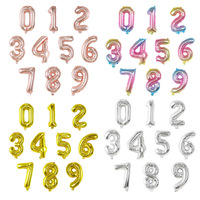 Ballons en aluminium numérotés de 16 pouces, couleur or, argent, or rose dégradé, pour décoration de fête, vente en gros