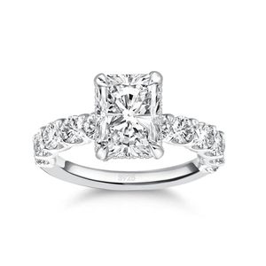 SGARIT custom 14K Women's <b>Cushion</b> Cut 4ct Yellow LAB Diamond Engagement <b>Ring</b> With Pavé Side Diamonds IGI Certified Classic Style - Product Image 6