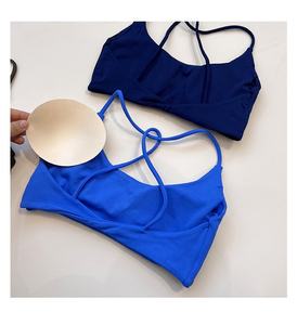 Yimo 9 colori moda donna tinta unita Cross Back reggiseno Yoga Set da donna scricchiolante <span class=keywords><strong>pantaloncini</strong></span> da ginnastica tuta da donna ad asciugatura rapida Set sportivo - Product Image 5